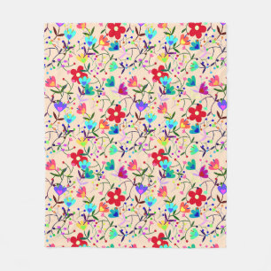 Beige achtergrond Kleurrijk bloempatroon Fleece Deken