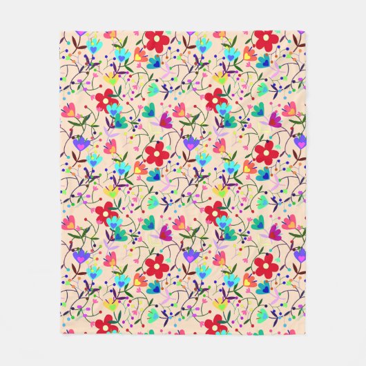 Beige achtergrond Kleurrijk bloempatroon Fleece Deken (Voorkant)