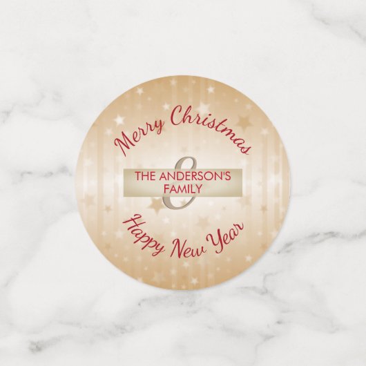 Beige achtergrond met sterren confetti (Kleine voorkant)