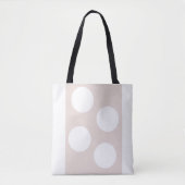 Beige Achtergrond met witte cirkels. Polka Dot Tote Bag (Voorkant)