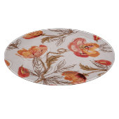 Beige achtergrond Poppies Waterverf Patroon Snijplank (Hoek)