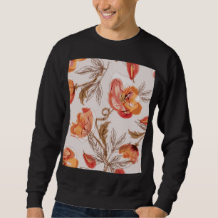 Beige achtergrond Poppies Waterverf Patroon Trui
