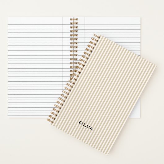 Beige Aeshtetic à Rayures Notitieboek (Binnen)