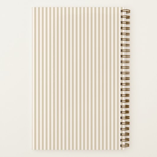 Beige Aeshtetic à Rayures Notitieboek (Achterkant)