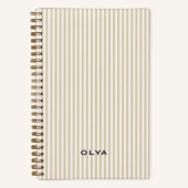 Beige Aeshtetic à Rayures Notitieboek (Voorkant)