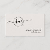 Beige Aesthetic Modern Calligraphy Real Estate  Visitekaartje (Voorkant)