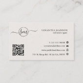 Beige Aesthetic Modern Calligraphy Real Estate  Visitekaartje (Achterkant)