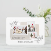 Beige Aesthetic Photo Holiday Card Feestdagenkaart (Staand voorkant)