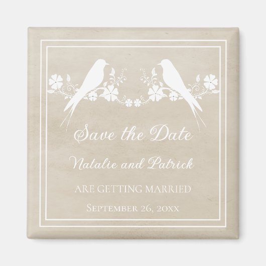 Beige Agapida's Bloemen Save the Date-magneet Magneet (Voorkant)