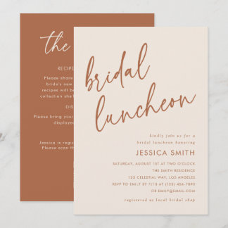 Beige All in One QR Code Bruiloft Luncheon Kaart