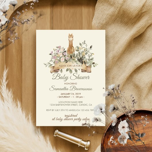 Beige Alpaca Geslacht Neutrale Baby Shower Kaart