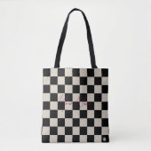 Beige and Black Checker Tote Bag HAMbWG (Voorkant)