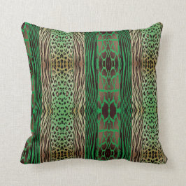 Beige and Blue Animal Gedrukt met Zebra Stripe Pil Kussen