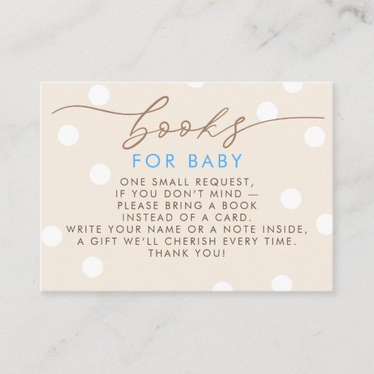 Beige and Blue Books For Baby Request Informatiekaartje (Voorkant)