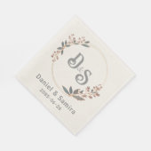 Beige and Blue Floral Custom Name Elegant Servet (Hoek)