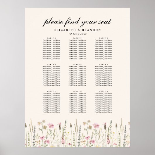 Beige and Boho Wildflower Wedding  Poster (Voorkant)