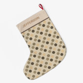 Beige and Brown Polka Dots Grote Kerstsok (Achterkant (Hangend))