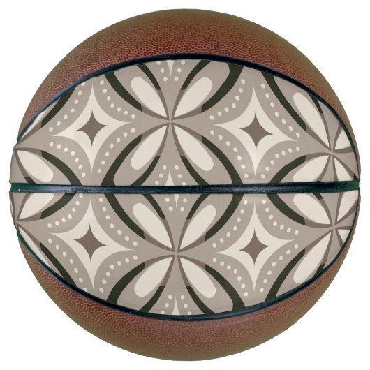 Beige and Brown Retro circular shapes Basketbal (Voorkant)