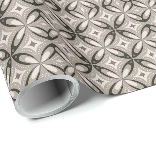 Beige and Brown Retro circular shapes Cadeaupapier (Rol Hoek)