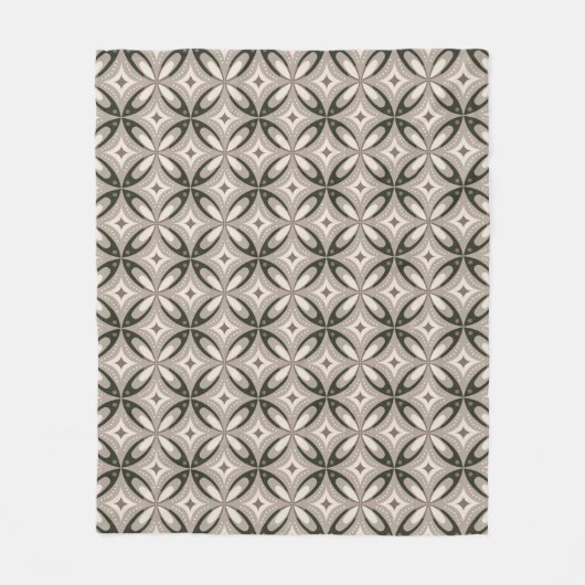 Beige and Brown Retro circular shapes Fleece Deken (Voorkant)