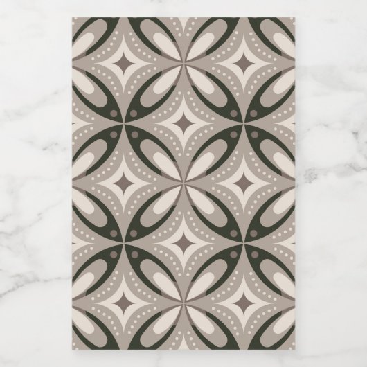 Beige and Brown Retro circular shapes Voedselcontainer Etiket (Enkel label)