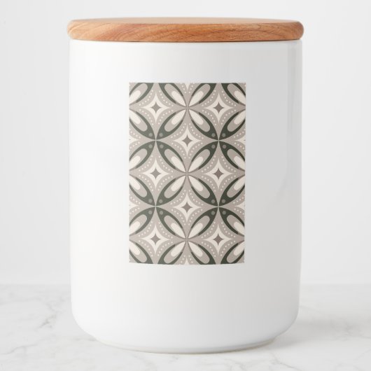 Beige and Brown Retro circular shapes Voedselcontainer Etiket (Voorkant)