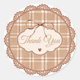 Beige and Brown Retro Thank You Circle Sticker