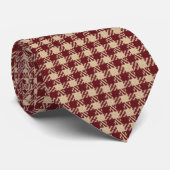 Beige and burgundy houndstooth stropdas (Opgerold)