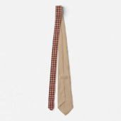Beige and burgundy houndstooth stropdas (Achterkant)