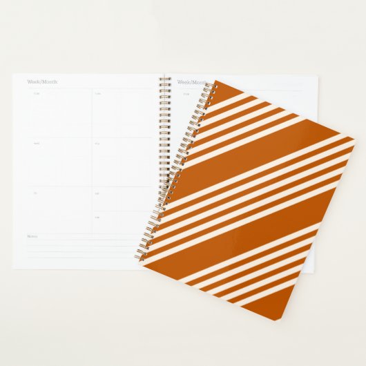 Beige and burnt orange five stripe pattern planner (Display)