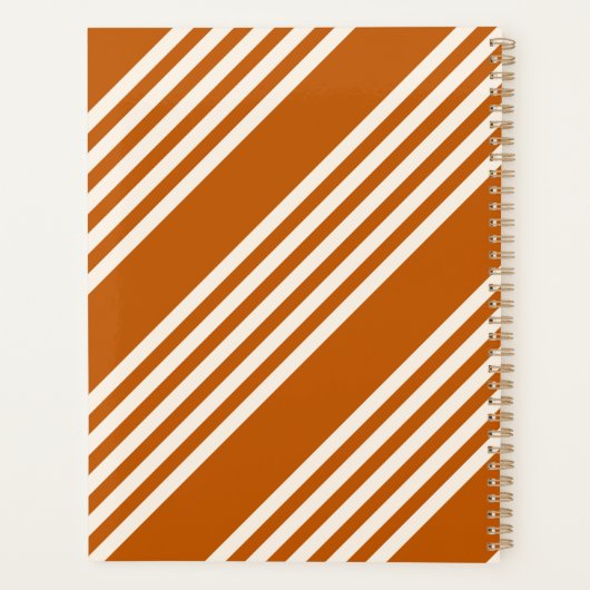 Beige and burnt orange five stripe pattern planner (Achterkant)