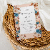 Beige and Dusty Blue Floral Wedding S2 Kaart
