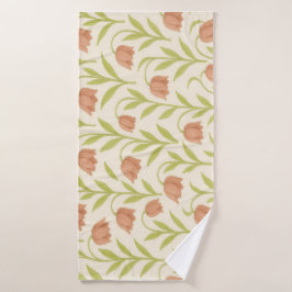 Beige and Pink Floral Towel Badhanddoek