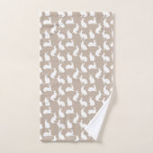 Beige And White Bunnies Neutral Stylish Easter Bad Handdoek (Handdoek)