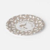 Beige And White Bunny Pattern Happy Easter Papieren Bordje (Gekanteld)