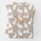 Beige And White Bunny Pattern Modern Easter Inpakpapier Vel (In situ)
