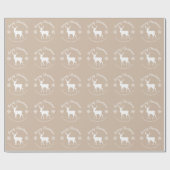 Beige And White Deer And Snowflakes Christmas Cadeaupapier (Vlak)