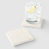 Beige and white diamond pattern stenen onderzetter (Zijkant)