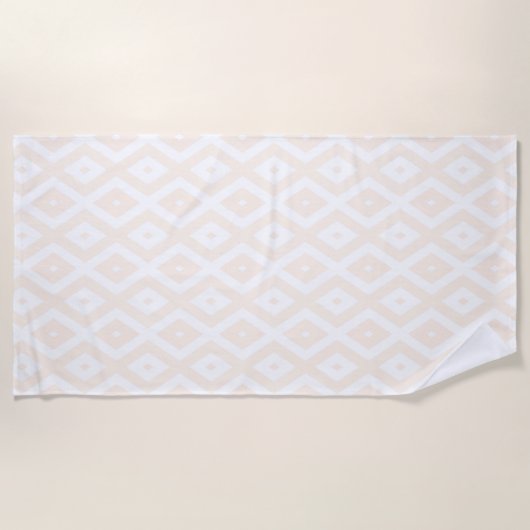 Beige and white diamond pattern strandlaken (Voorkant)