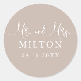 Beige and White Neutrals Wedding Ronde Sticker