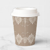 Beige and white patterns AI art  Papieren Bekers (Rechts)