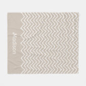 Beige And White Squiggly Chevron Zigzag Pattern Fleece Deken (Voorkant (Horizontaal))