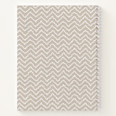 Beige And White Squiggly Chevron Zigzag With Name Notitieboek (Achterkant)