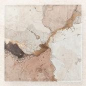 Beige and White Stone Marble Effect Glazen Onderzetter (Voorkant)