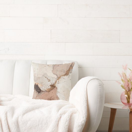 Beige and White Stone Marble Effect Kussen (Bank)