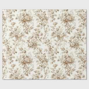 Beige Antieke Bloemboeket Toile Inpakpapier