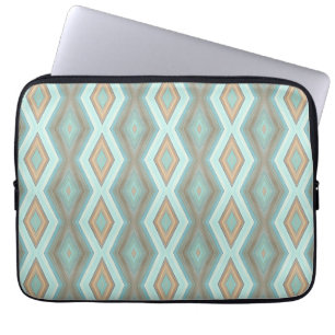Beige Aqua Turquoise Mint Groene Pleinen Kunst Laptop Sleeve