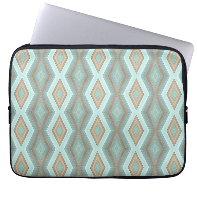Beige Aqua Turquoise Mint Groene Pleinen Kunst Laptop Sleeve (Voorkant)