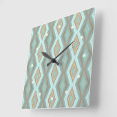 Beige Aqua Turquoise Mint Groene Pleinen Kunst Vierkante Klok (Hoek)