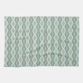 Beige Aqua Turquoise Mintgroene Vierkanten Kunst Theedoek (Horizontaal)